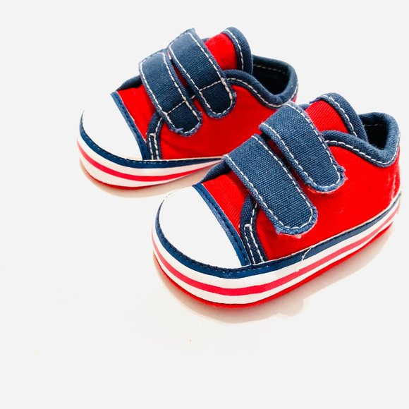 Flapdoodles Red Velcro Strap Crib Sneakers